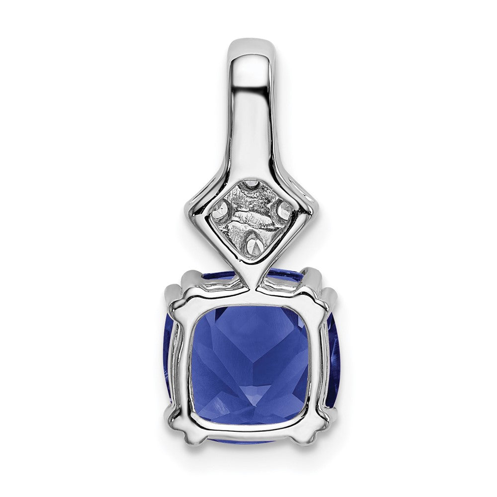 14K Weißgold Anhänger mit Labor gezüchteten echten Diamanten und gezüchteten blauen Saphiren