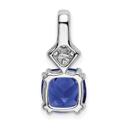 14K Weißgold Anhänger mit Labor gezüchteten echten Diamanten und gezüchteten blauen Saphiren