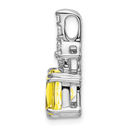 14K Weißgold Anhänger mit Labor-gezüchteten VS/SI FGH Diamanten und gezüchtetem Gelbem Saphir