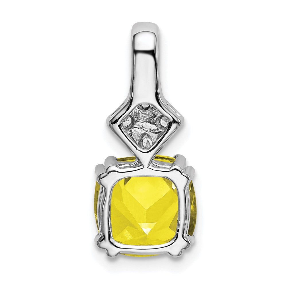 14K Weißgold Anhänger mit Labor-gezüchteten VS/SI FGH Diamanten und gezüchtetem Gelbem Saphir