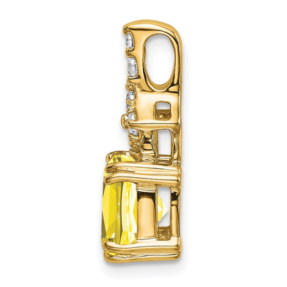 14K Gelbgold Anhänger mit Labor-gezüchtetem echtem Diamant & gezüchtetem gelbem Saphir
