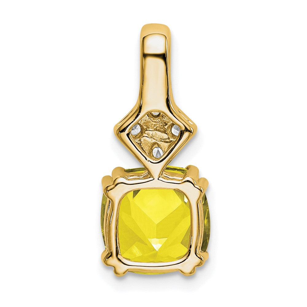 14K Gelbgold Anhänger mit Labor-gezüchtetem echtem Diamant & gezüchtetem gelbem Saphir