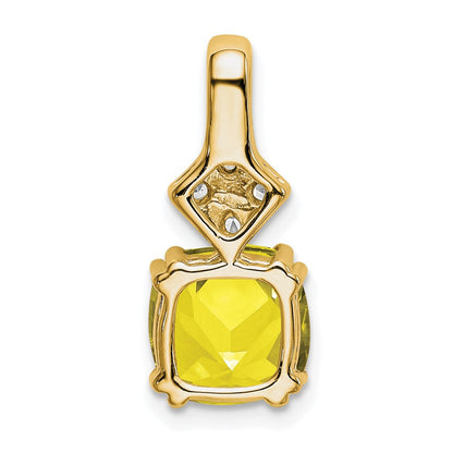 14K Gelbgold Anhänger mit Labor-gezüchtetem echtem Diamant & gezüchtetem gelbem Saphir