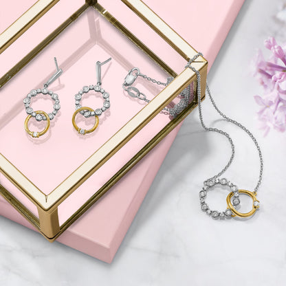 14K Bicolor 3/8 Ct. Im Labor Gezüchtet Diamant Vs/si+ G+ Interlocking Kreis 18 Zoll Halskette