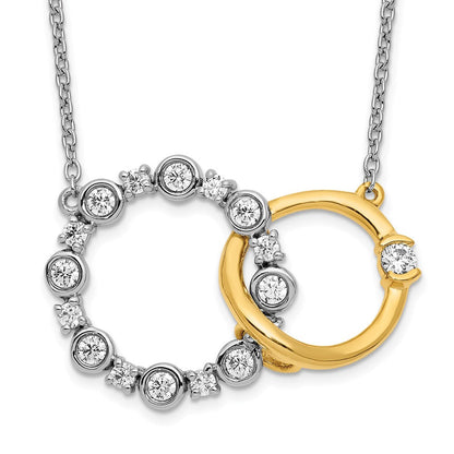 14K Bicolor 3/8 Ct. Im Labor Gezüchtet Diamant Vs/si+ G+ Interlocking Kreis 18 Zoll Halskette