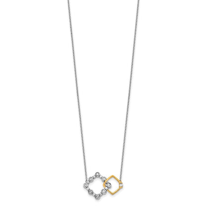 14K Bicolor 3/8 Ct. Im Labor Gezüchtet Diamant Vs/si+ G+ Interlocking Quadratisch 18 Zoll Halskette