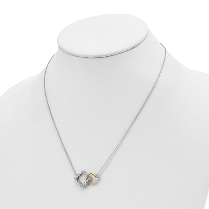 14K Bicolor 3/8 Ct. Im Labor Gezüchtet Diamant Vs/si+ G+ Interlocking Quadratisch 18 Zoll Halskette