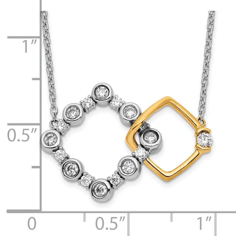 14K Bicolor 3/8 Ct. Im Labor Gezüchtet Diamant Vs/si+ G+ Interlocking Quadratisch 18 Zoll Halskette