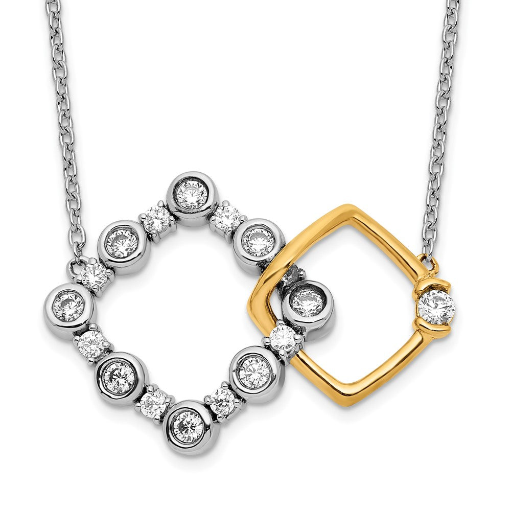 14K Bicolor 3/8 Ct. Im Labor Gezüchtet Diamant Vs/si+ G+ Interlocking Quadratisch 18 Zoll Halskette