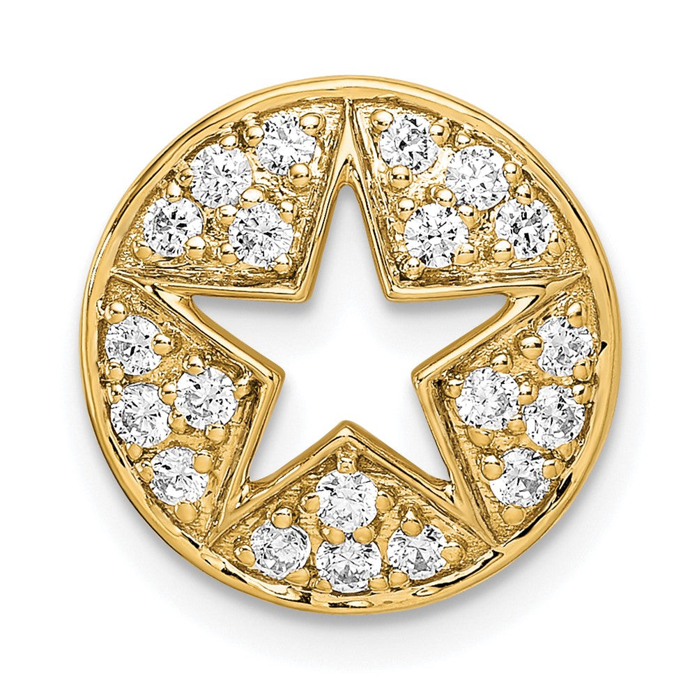 14K Gelbgold Laborgezüchteter Diamant VS/SI+ G+ Sternanhänger mit Kreisausschnitt
