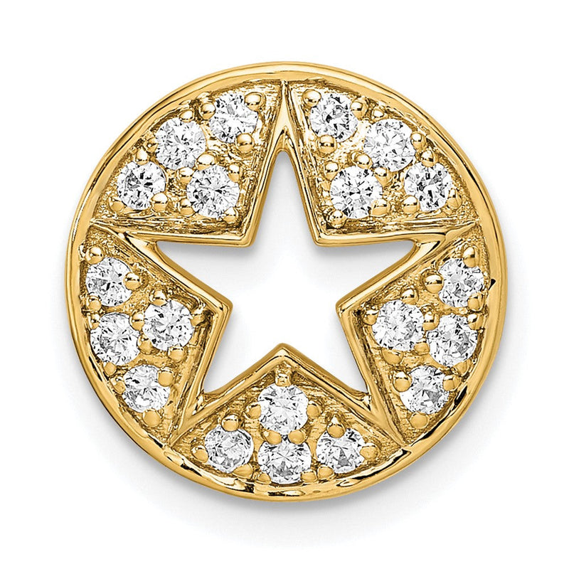 14K Gelbgold Laborgezüchteter Diamant VS/SI+ G+ Sternanhänger mit Kreisausschnitt