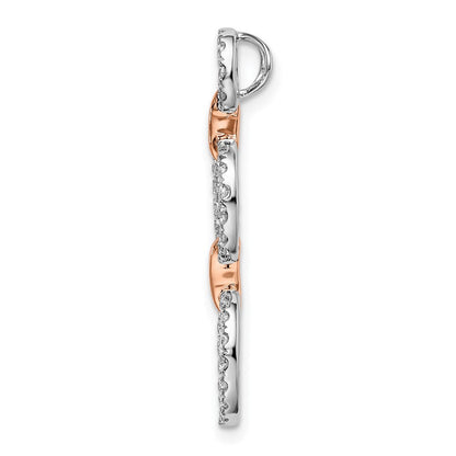14K Zweifarbiger Rosé- und Weißgold Anhänger mit 0,375 ct. Labor-gezüchteten Diamanten VS/SI+ G+, Dreifacher Kreis-Tropfen-Kettengleitanhänger