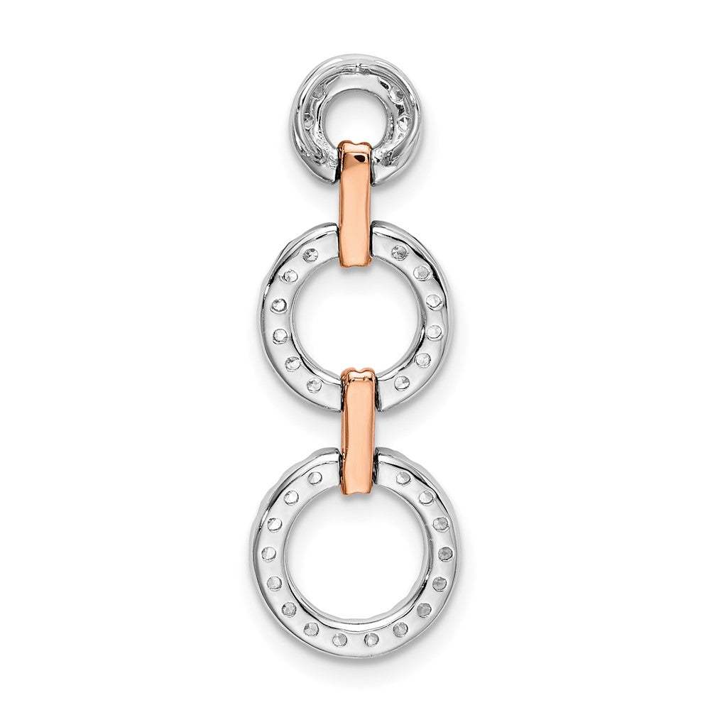14K Zweifarbiger Rosé- und Weißgold Anhänger mit 0,375 ct. Labor-gezüchteten Diamanten VS/SI+ G+, Dreifacher Kreis-Tropfen-Kettengleitanhänger