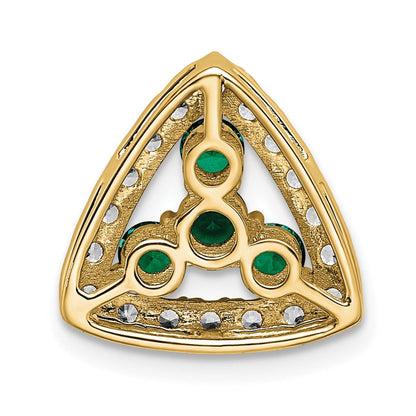 14K Gelbgold Gleitanhänger für Kette mit 0,5 ct. laborgezüchtetem Diamanten VS/SI+ G+ und laborgezüchtetem Smaragd im Dreiecksschliff