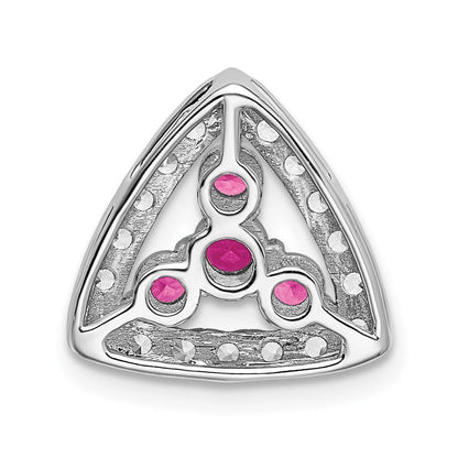 Pure Serenity 14K Weißgold Anhänger mit 0,375 ct. im Labor gezüchteten Diamanten VS/SI+ G+ und im Labor gezüchtetem rosafarbenem Saphir, Dreieck-Design