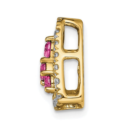 14K Gelbgold Pure Serenity 0,375 ct. Laborgezüchteter Diamant VS/SI+ G+ und Laborgezüchteter Pink-Saphir Dreiecksanhänger