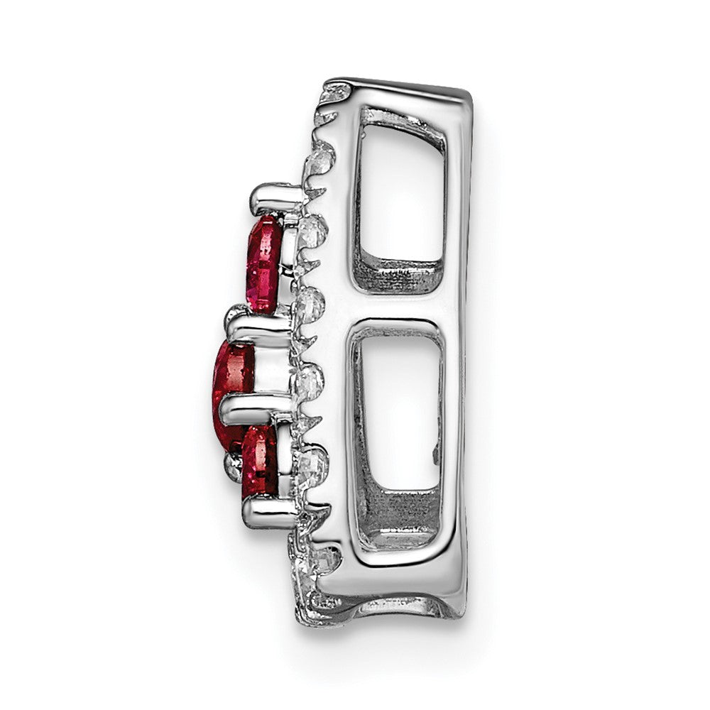 14K Weißgold 0,5 ct. Laborgezüchteter Diamant VS/SI+ G+ und Laborgezüchteter Rubin Dreieck-Ketten-Gleitanhänger