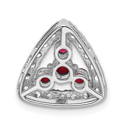14K Weißgold 0,5 ct. Laborgezüchteter Diamant VS/SI+ G+ und Laborgezüchteter Rubin Dreieck-Ketten-Gleitanhänger