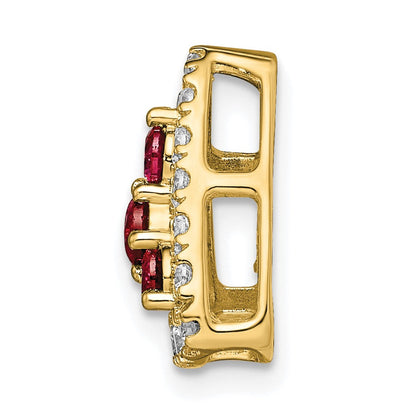 14K Gelbgold 0,5 ct. Laborgezüchteter Diamant VS/SI+ G+ und Laborgezüchteter Rubin Dreieck-Ketten-Gleitanhänger