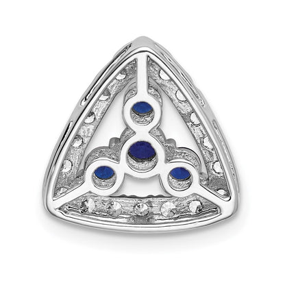 14K Weißgold Kettenanhänger zum Aufschieben mit dreieckigem Labor-Diamanten VS/SI+ G+, 0,5 ct., und Labor-Saphir in Blau