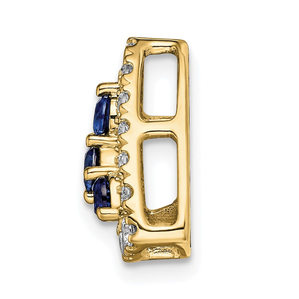 14K Gelbgold 0,5 ct. Laborgezüchteter Diamant VS/SI+ G+ und Laborgezüchteter Blauer Saphir Dreieck-Ketten-Gleitanhänger