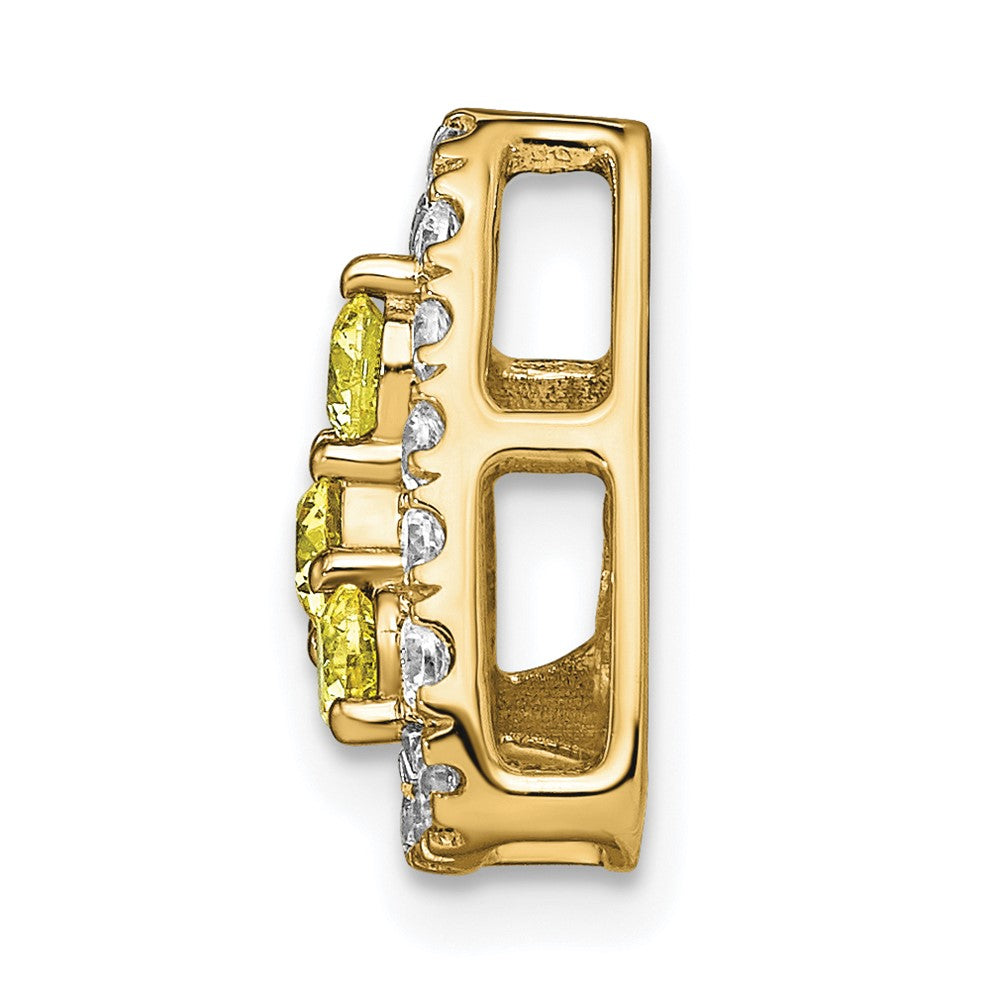 14K Gelbgold 0,5 ct. Laborgezüchteter Diamant VS/SI+ G+ und Laborgezüchteter Saphir Dreiecks-Ketten-Gleitanhänger