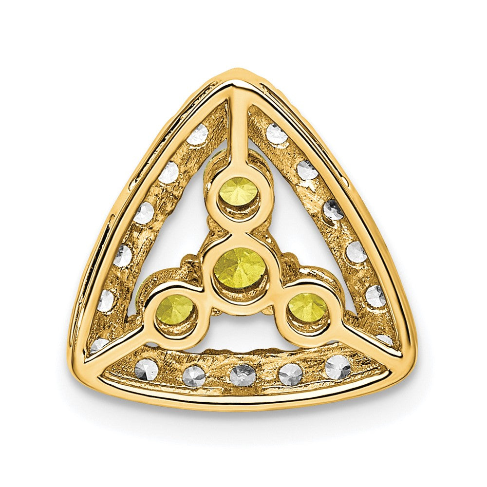14K Gelbgold 0,5 ct. Laborgezüchteter Diamant VS/SI+ G+ und Laborgezüchteter Saphir Dreiecks-Ketten-Gleitanhänger