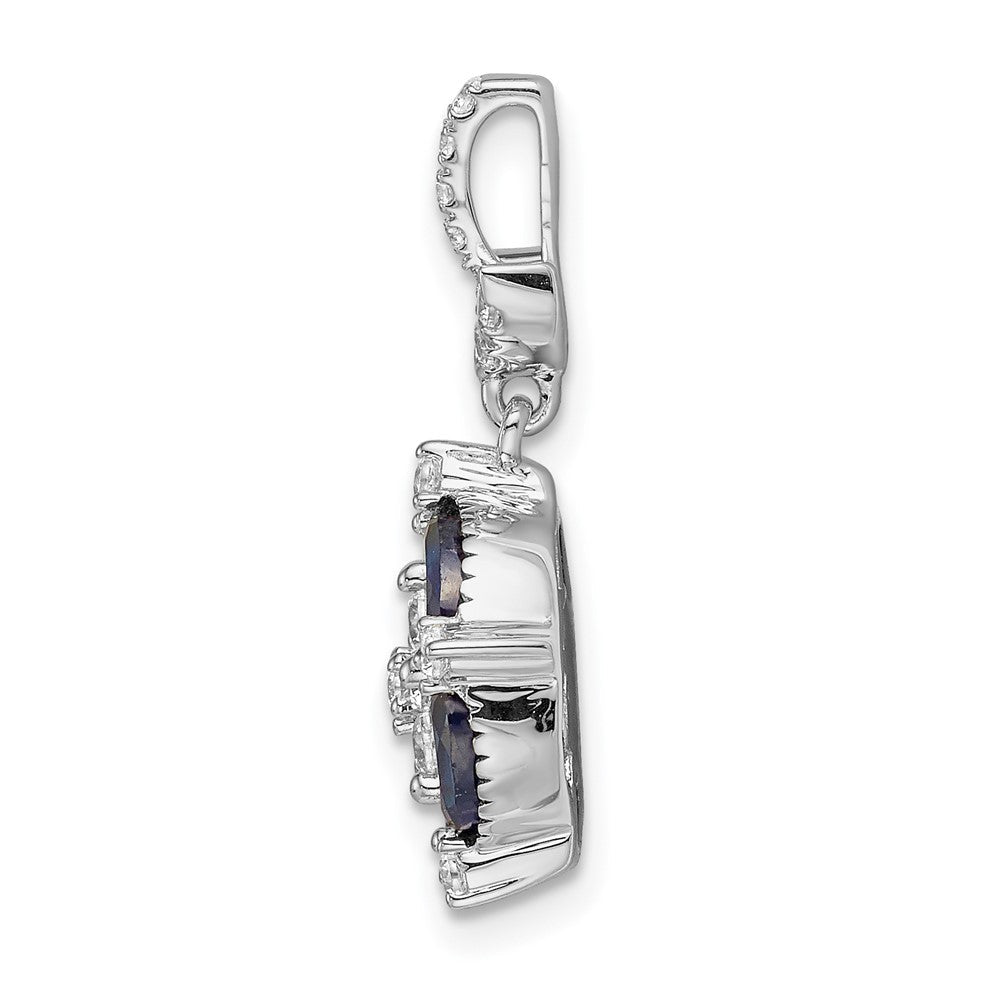 14K Weißgold 0,33 ct. Laborgezüchteter Diamant VS/SI+ G+ und Laborgezüchteter Blauer Saphir Blumenanhänger
