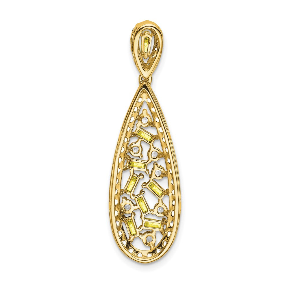 14K Gelbgold Weiß 0,875 ct. Laborgezüchteter Diamant VS/SI+ G+ und Laborgezüchteter Saphir Ketten-Gleitanhänger