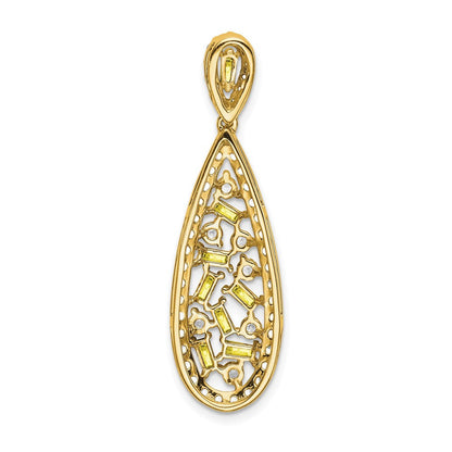 14K Gelbgold Weiß 0,875 ct. Laborgezüchteter Diamant VS/SI+ G+ und Laborgezüchteter Saphir Ketten-Gleitanhänger