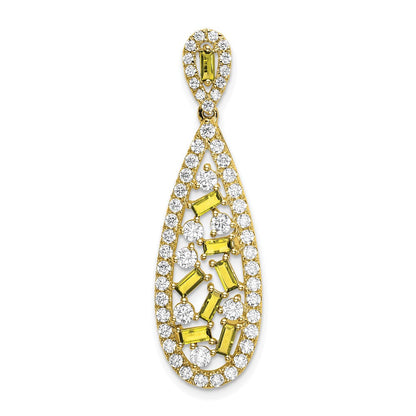14K Gelbgold Weiß 0,875 ct. Laborgezüchteter Diamant VS/SI+ G+ und Laborgezüchteter Saphir Ketten-Gleitanhänger