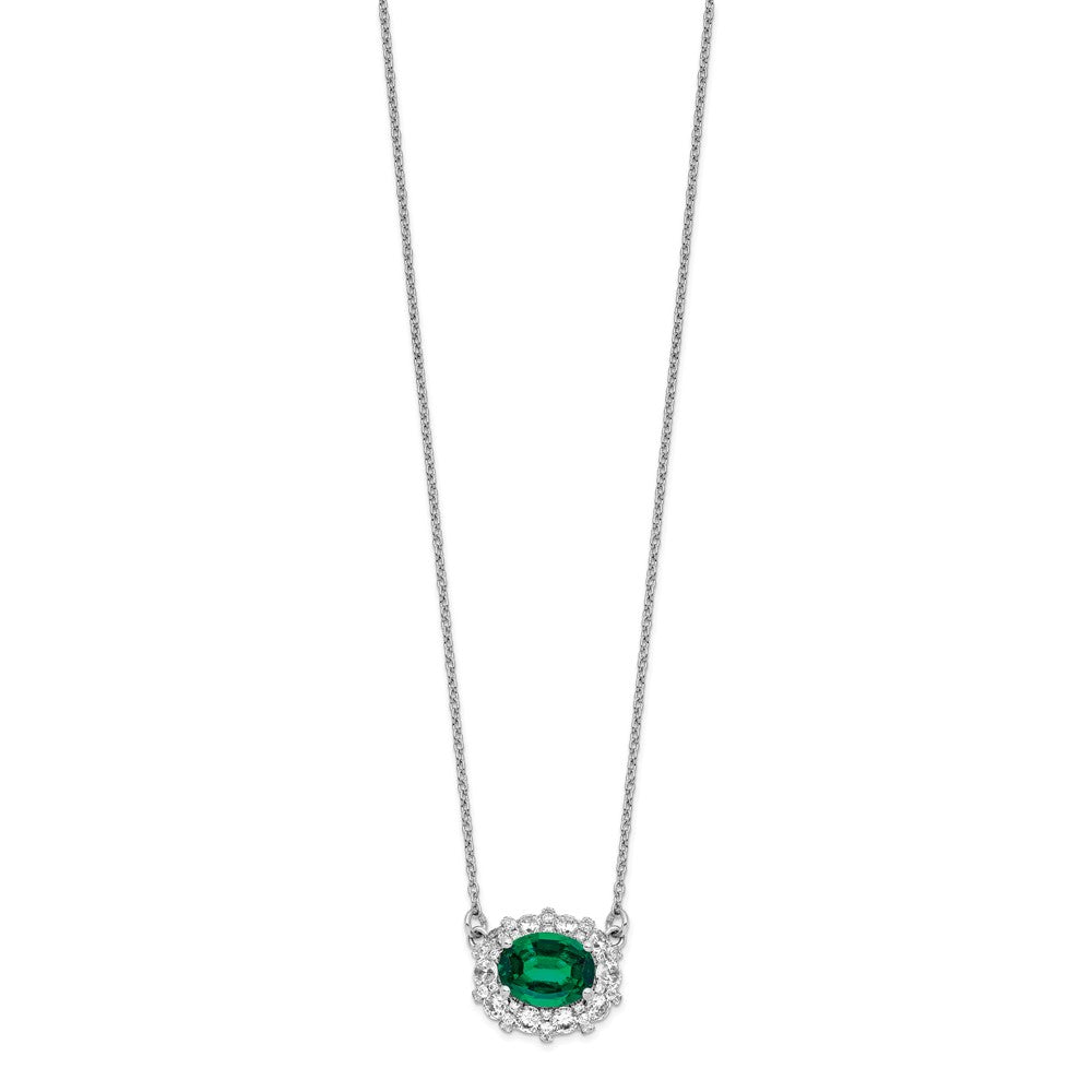 14K Weißgold 1 Ct. Im Labor Gezüchtet Diamant Vs/si+ G+ Erzeugt Smaragd 18 Zoll Halskette