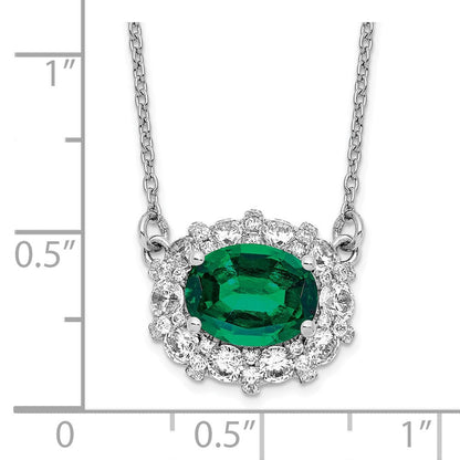 14K Weißgold 1 Ct. Im Labor Gezüchtet Diamant Vs/si+ G+ Erzeugt Smaragd 18 Zoll Halskette