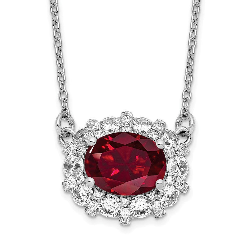 14K Weißgold 1 Ct. Im Labor Gezüchtet Diamant Vs/si+ G+ Erzeugt Rubin 18 Zoll Halskette