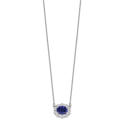 14K Weißgold 1 Ct. Im Labor Gezüchtet Diamant Vs/si+ G+ Erzeugt Saphir 18 Zoll Halskette