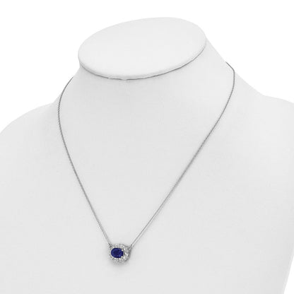 14K Weißgold 1 Ct. Im Labor Gezüchtet Diamant Vs/si+ G+ Erzeugt Saphir 18 Zoll Halskette