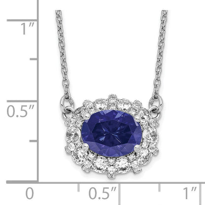 14K Weißgold 1 Ct. Im Labor Gezüchtet Diamant Vs/si+ G+ Erzeugt Saphir 18 Zoll Halskette