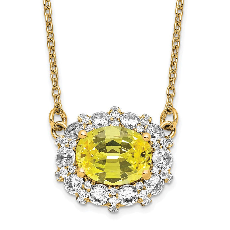 14K Gelbgold Weiß 1 Ct. Im Labor Gezüchtet Diamant Vs/si+ G+ Erzeugt Saphir 18 Zoll Halskette