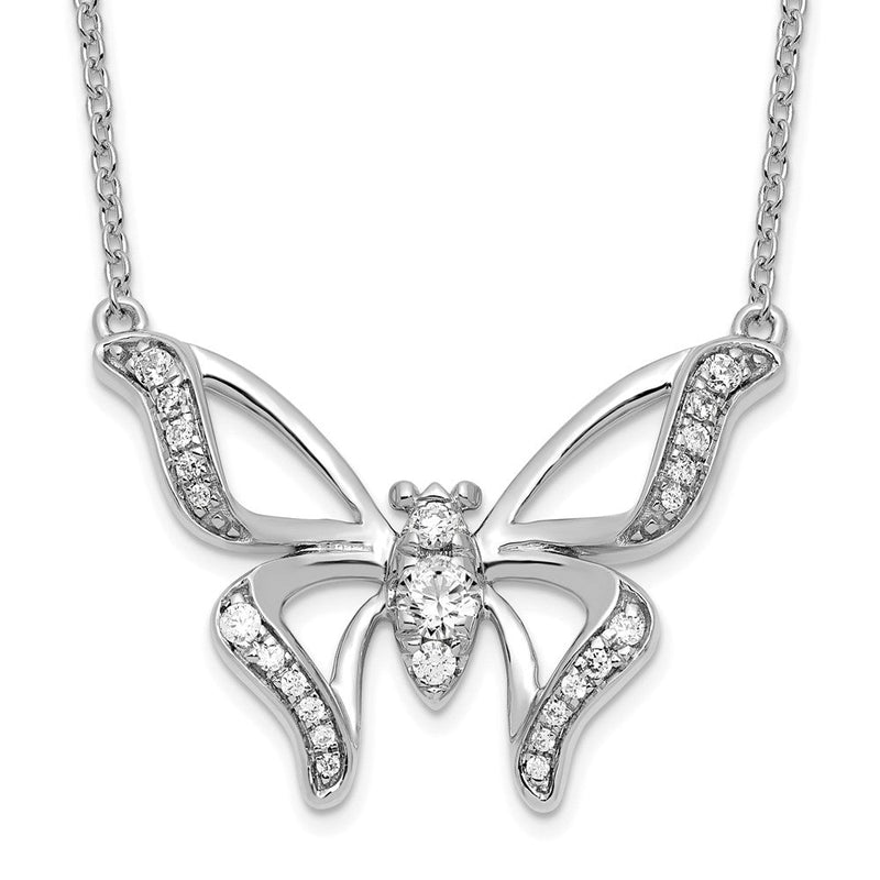 14K Weißgold 1/4 Ct. Im Labor Gezüchtet Diamant Vs/si+ G+ 18 Zoll Schmetterling Halskette