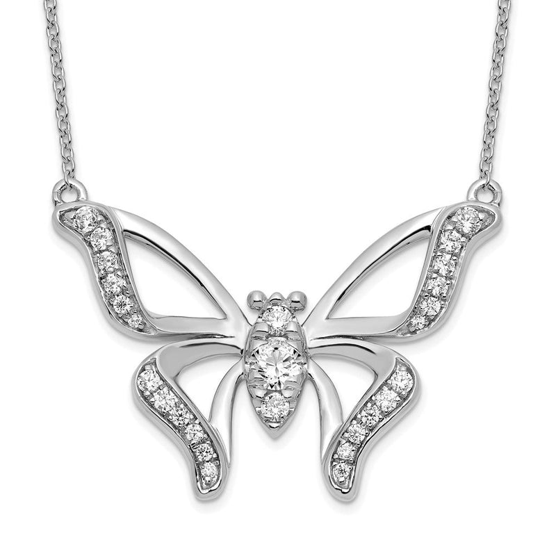14K Weißgold 3/8 Ct. Im Labor Gezüchtet Diamant Vs/si+ G+ 18 Zoll Schmetterling Halskette