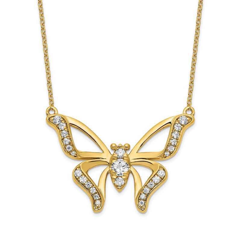 14K Gelbgold 3/8 Ct. Im Labor Gezüchtet Diamant Vs/si+ G+ 18 Zoll Schmetterling Halskette