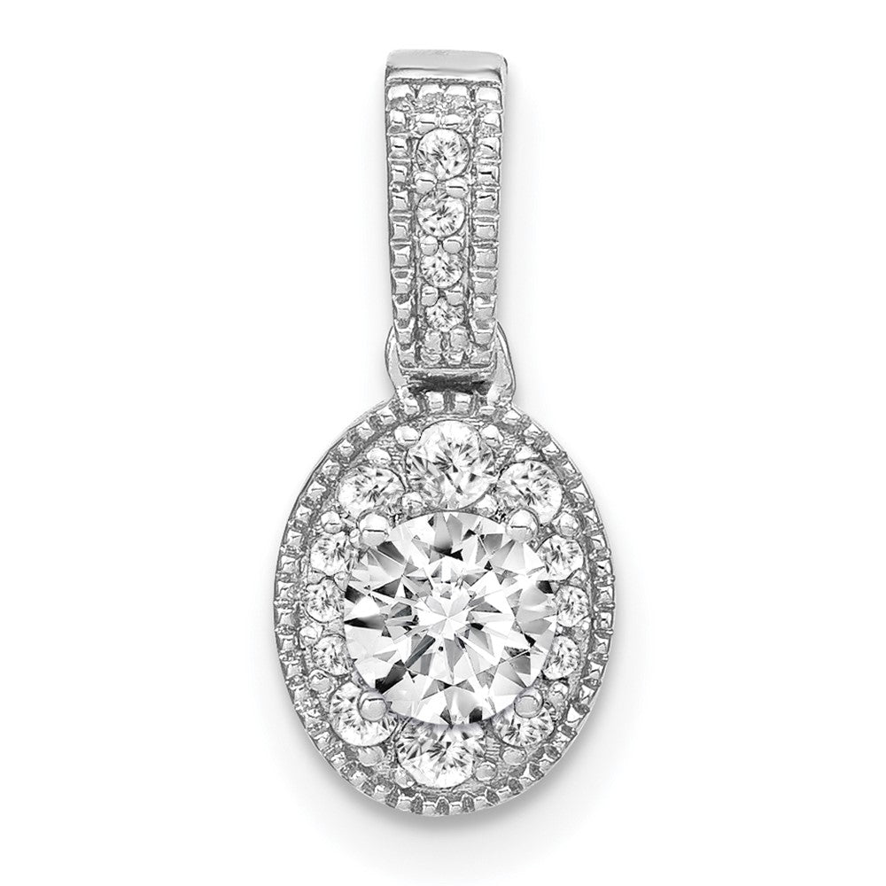 14K Weißgold Anhänger im Vintage-Stil mit 0,5 ct. im Labor gezüchtetem Diamant, oval, VS/S FGH