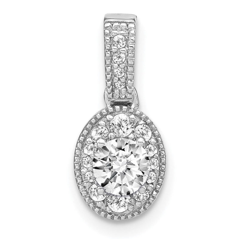 14K Weißgold Anhänger im Vintage-Stil mit 0,5 ct. im Labor gezüchtetem Diamant, oval, VS/S FGH