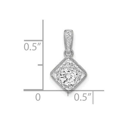14K Weißgold Anhänger mit 0,5 ct. im Labor gezüchteten Diamanten, VS/S FGH, quadratisch, im Vintage-Stil