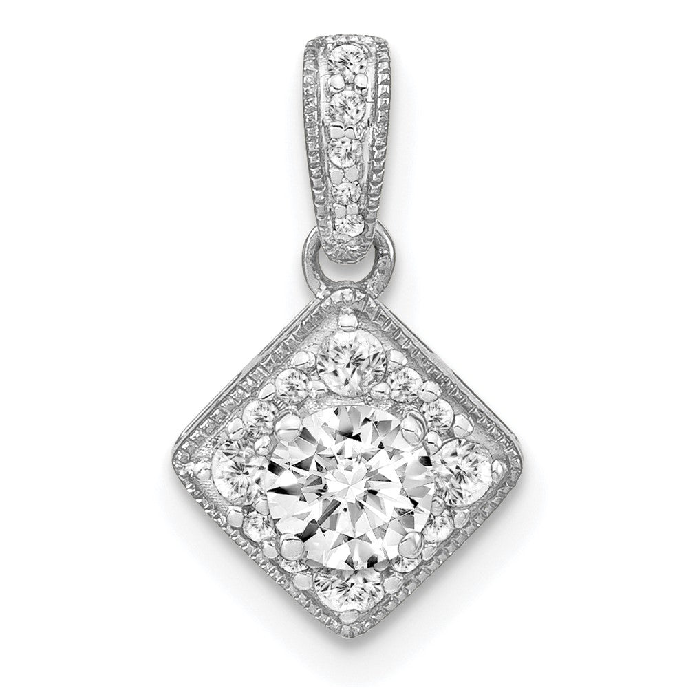14K Weißgold Anhänger mit 0,5 ct. im Labor gezüchteten Diamanten, VS/S FGH, quadratisch, im Vintage-Stil