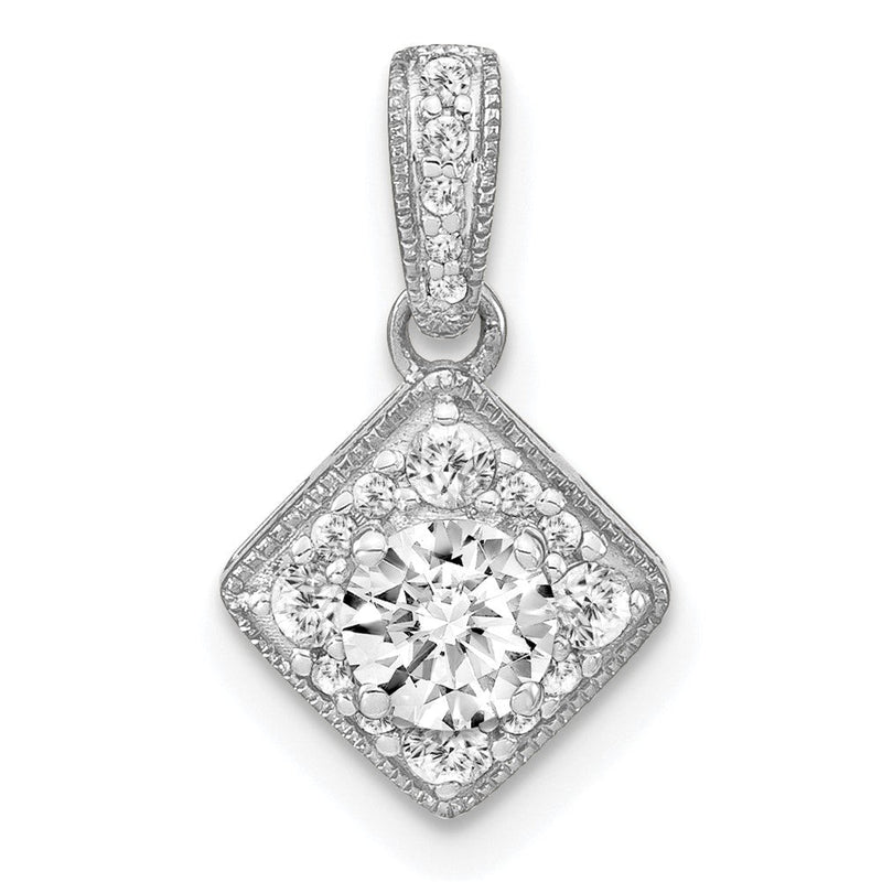14K Weißgold Anhänger mit 0,5 ct. im Labor gezüchteten Diamanten, VS/S FGH, quadratisch, im Vintage-Stil