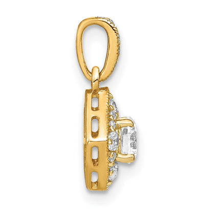 14K Gelbgold Labor-gezüchteter Diamant VS/SI FGH Quadratischer Vintage-Anhänger