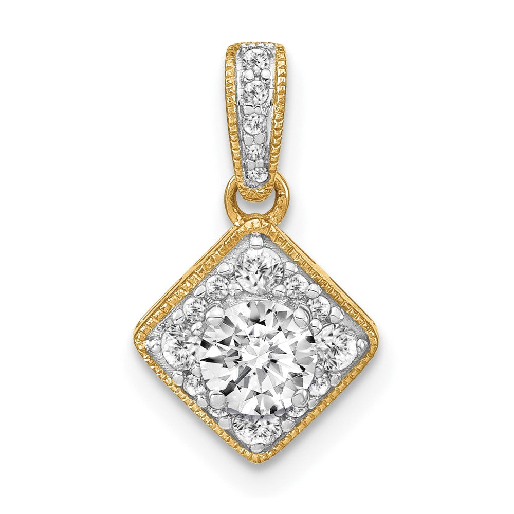14K Gelbgold Labor-gezüchteter Diamant VS/SI FGH Quadratischer Vintage-Anhänger