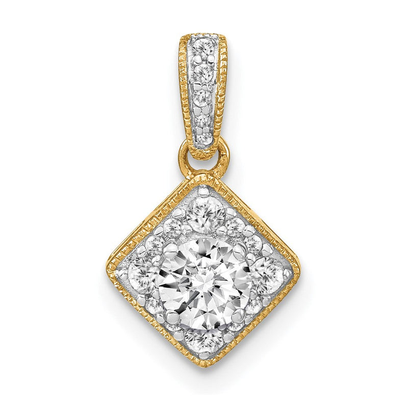 14K Gelbgold Labor-gezüchteter Diamant VS/SI FGH Quadratischer Vintage-Anhänger