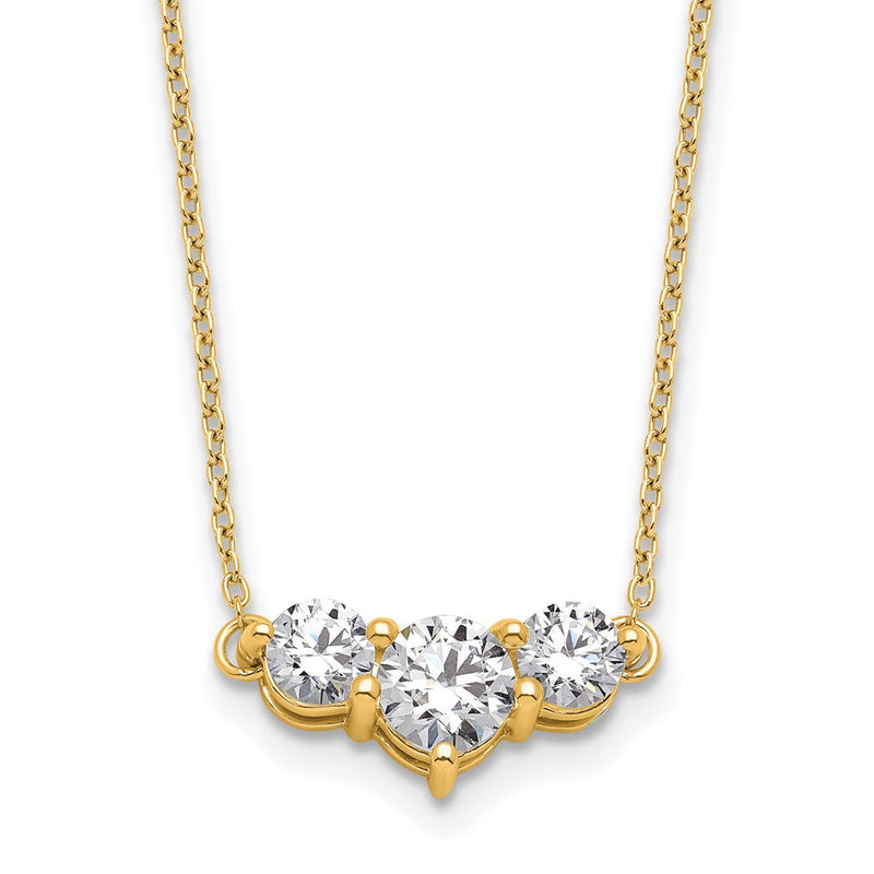 14K Gelbgold 1 1/2 Ct. Im Labor Gezüchtet Diamant Vs/si+ G+ 18 Zoll Dreistein Halskette